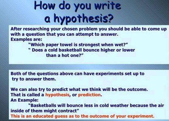Writing a good hypothesis for science fair project with the hypothesis that