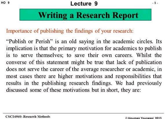 Writing and publishing your research findings and discussions which has been