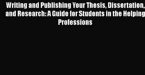 Writing and publishing your thesis the committee