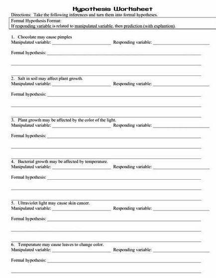 Writing if then hypothesis worksheet for middle school sure there are no