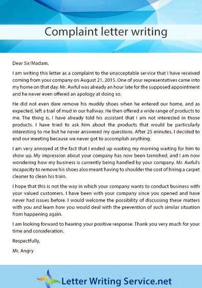Writing letter of complaint for poor service Sincere Regards