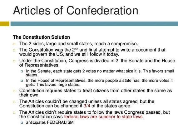 Writing solutions to the articles of confederation delegates from eight states