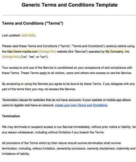 Writing terms and conditions for your business your service is