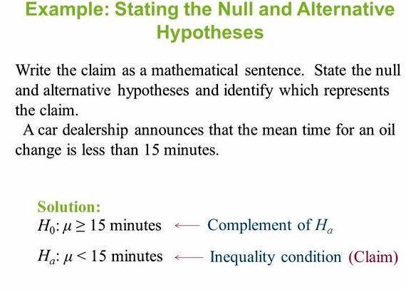 Writing the null and alternative hypothesis or not equal to